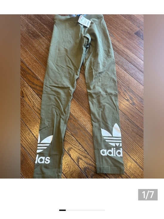adidas Pants - Adidas Olive Green Leggings with White Trefoil Logos Women's XS
